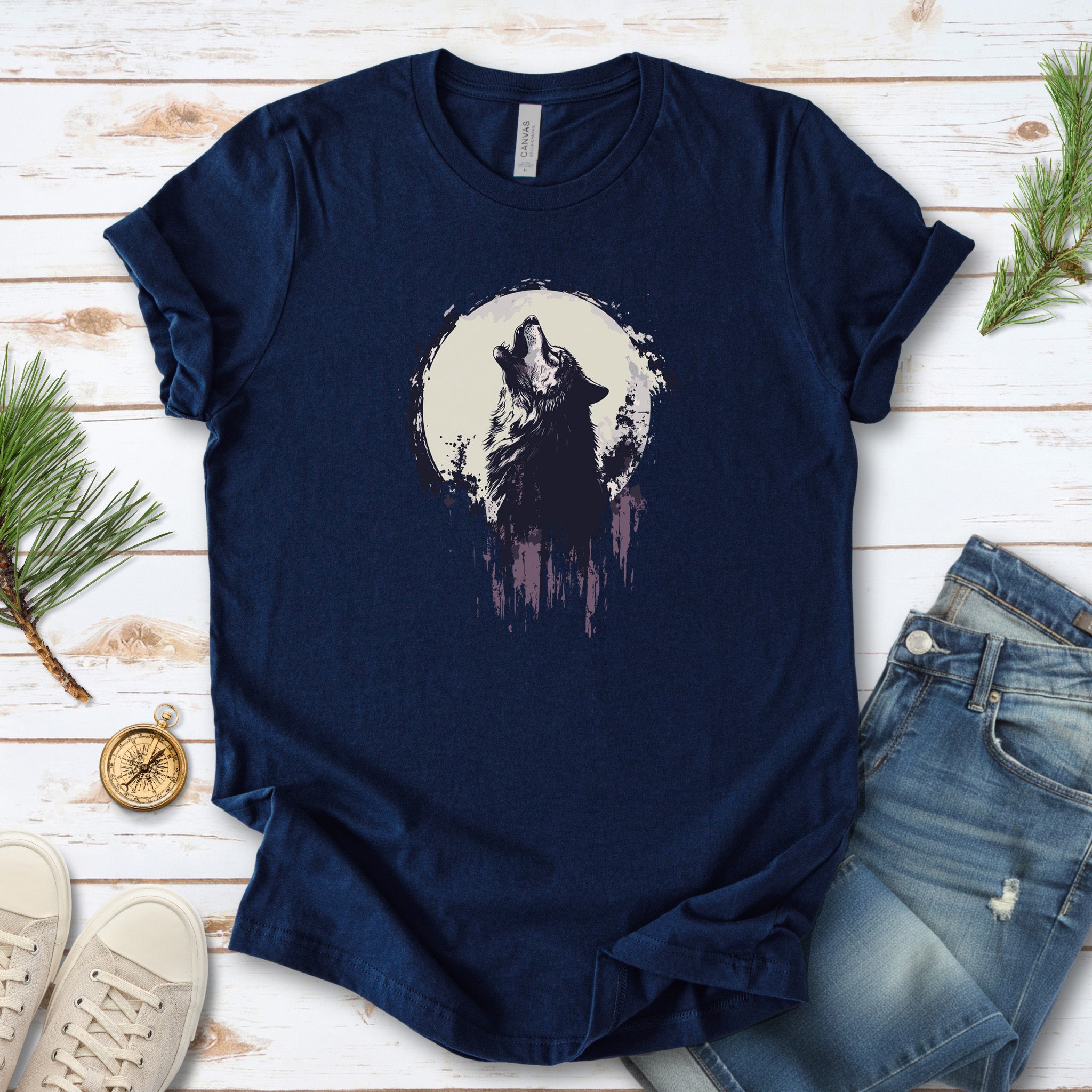 Howling Wolf and Moon T-Shirt – Adventurous Design