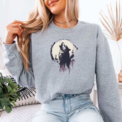 Howling Wolf & Moon Sweatshirt – Wild Spirit Under the Night Sky
