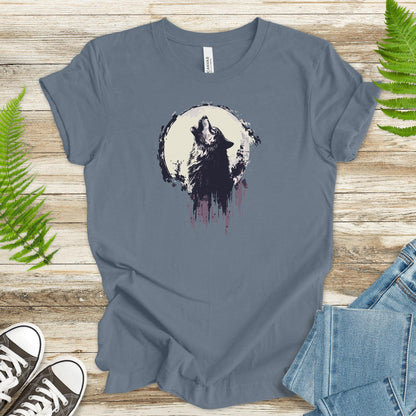 Howling Wolf and Moon T-Shirt – Adventurous Design - TShirtree