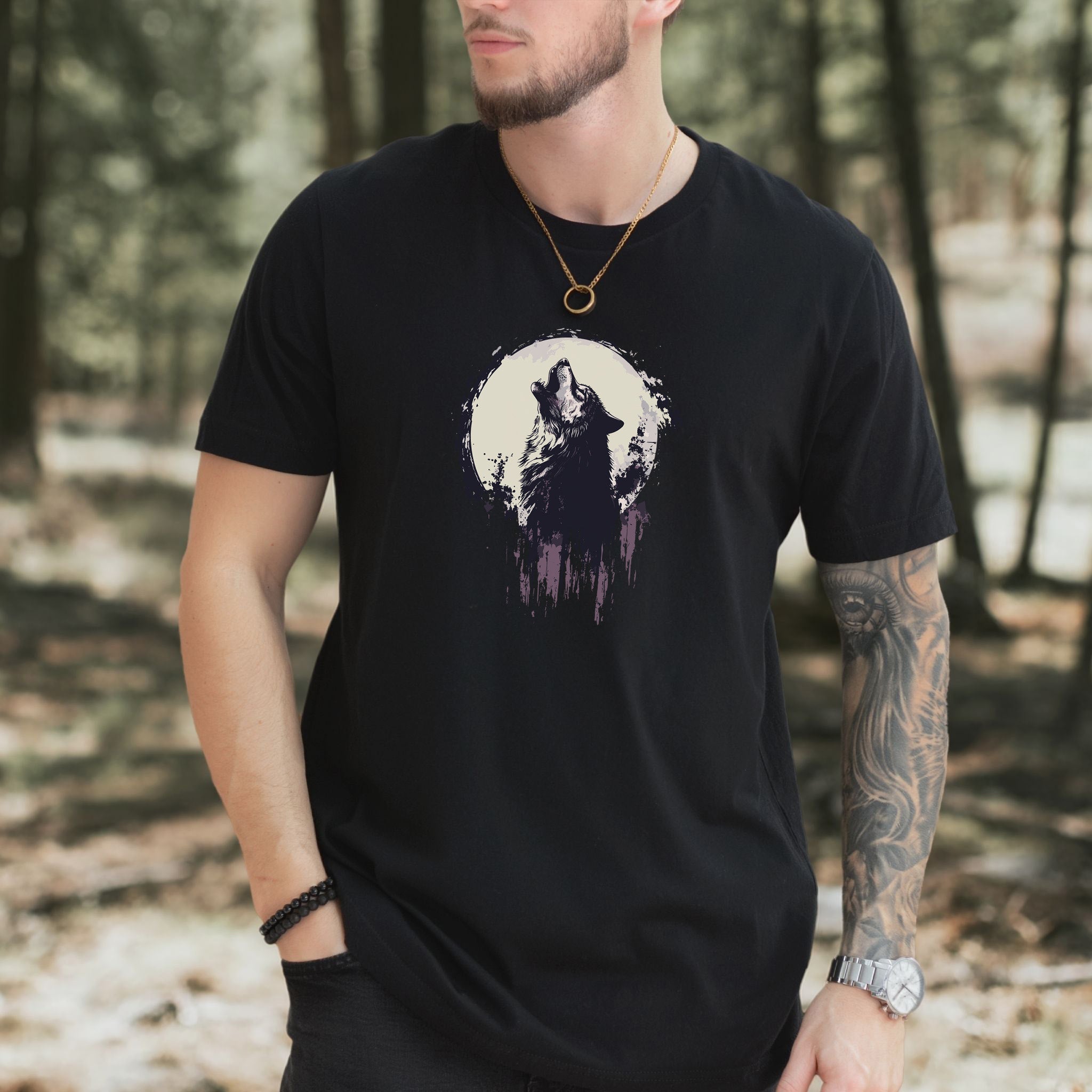 Howling Wolf and Moon T-Shirt – Adventurous Design